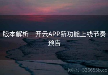 版本解析｜开云APP新功能上线节奏预告